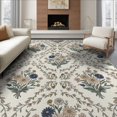 thumbnail image 1 of ODIKA 8'x10' Washable Area Rug Boho Daisy With Whimsical Botanical Border Floral Print Playful Expressive for King Size Bedroom Under Bed, Master Suite, Non-Shedding, Easy Care, 1 of 7