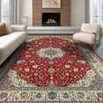 thumbnail image 1 of ODIKA 8'x10' Washable Area Rug Boho Vintage Inspired Medallion With Floral Scroll And Border for Living Room, Under Sectional, Family , Durable, Non-Slip, 1 of 7