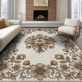 thumbnail image 1 of ODIKA 8'x10' Washable Area Rug Carpetas Frame Neutral Symmetrical Bouquet Decorative Vintage for Dining Room, Large Office, Lounge, Non-Slip Chair-Friendly Mat, 1 of 7