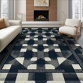 thumbnail image 1 of ODIKA 8'x10' Washable Area Rug Checkered Symmetrical Layout Minimalist Entry Music Geometric for Dining Room, Large Office, Lounge, Non-Slip Chair-Friendly Mat, 1 of 7