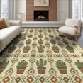 thumbnail image 1 of ODIKA 8'x10' Washable Area Rug Circle Southwestern Door Bands Potted Succulents Doormat Print for Dining Room, Large Office, Lounge, Non-Slip Chair-Friendly Mat, 1 of 7