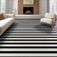 thumbnail image 1 of ODIKA 8'x10' Washable Area Rug Classic Monochrome Stripe With Clean Geometric Border Design for King Size Bedroom Under Bed, Master Suite, Non-Shedding, Easy Care, 1 of 7