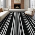 thumbnail image 1 of ODIKA 8'x10' Washable Area Rug Corridor Rectangular Minimalist Parallel Bands Contrasting Striped for Dining Room, Large Office, Lounge, Non-Slip Chair-Friendly Mat, 1 of 7