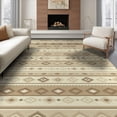 thumbnail image 1 of ODIKA 8'x10' Washable Area Rug Cream Neutral Southwestern Stripe Farmhouse Motifs Beige Boho Flowing Dynamic for Dining Room, Large Office, Lounge, Non-Slip Chair-Friendly Mat, 1 of 7