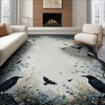 thumbnail image 1 of ODIKA 8'x10' Washable Area Rug Crow Flying Gothic Raven Flock Boho Botanical Frame Mystical for King Size Bedroom Under Bed, Master Suite, Non-Shedding, Easy Care, 1 of 7