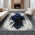 thumbnail image 1 of ODIKA 8'x10' Washable Area Rug Crow Gothic Raven Norse Knot Runic Border Mystical Skull Damask for Living Room, Under Sectional, Family , Durable, Non-Slip, 1 of 7