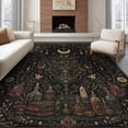 thumbnail image 1 of ODIKA 8'x10' Washable Area Rug Dark Floral Moonlit Garden Design Intricate Celestial and Botanical Motifs for Dining Room, Large Office, Lounge, Non-Slip Chair-Friendly Mat, 1 of 7