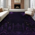 thumbnail image 1 of ODIKA 8'x10' Washable Area Rug Dark Purple Gothic Elegance Design Enchanted Graveyard and Haunted Castle for Living Room, Under Sectional, Family , Durable, Non-Slip, 1 of 7