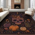 thumbnail image 1 of ODIKA 8'x10' Washable Area Rug Dark Purple Orange Celestial Skull Design Mystical Symbols with Moon and Stars Motif for King Size Bedroom Under Bed, Master Suite, Non-Shedding, Easy Care, 1 of 7