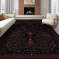 thumbnail image 1 of ODIKA 8'x10' Washable Area Rug Dark Red Black Celestial Floral Design Mystical Moon and Star Motif with Accents for Dining Room, Large Office, Lounge, Non-Slip Chair-Friendly Mat, 1 of 7