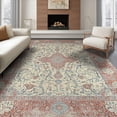 thumbnail image 1 of ODIKA 8'x10' Washable Area Rug Dining Under Vintage Distressed Border Ornate Scrollwork Large for King Size Bedroom Bed, Master Suite, Non-Shedding, Easy Care, 1 of 7