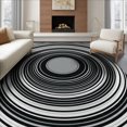 thumbnail image 1 of ODIKA 8'x10' Washable Area Rug Disc Record Radiating Rings Musical Theme Round Shaped Music for Dining Room, Large Office, Lounge, Non-Slip Chair-Friendly Mat, 1 of 7