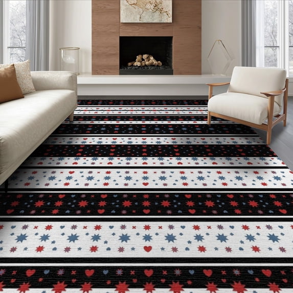 ODIKA 8'x10' Washable Area Rug Under Door Contrasting Motif Scattered Layering Doormat Front for Dining Room, Large Office, Lounge, Non-Slip Chair-Friendly Mat