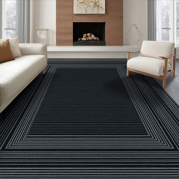 ODIKA 8'x10' Washable Area Rug Door Entry Understated Refined Symmetrical Entryway Bathroom for Dining Room, Large Office, Lounge, Non-Slip Chair-Friendly Mat