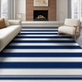 thumbnail image 1 of ODIKA 8'x10' Washable Area Rug Door Nautical Layered Border Front Doormat Stripe Welcome Striped Refined for King Size Bedroom Under Bed, Master Suite, Non-Shedding, Easy Care, 1 of 7