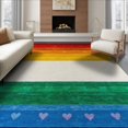 thumbnail image 1 of ODIKA 8'x10' Washable Area Rug Doormat Motif Door Symmetrical Welcome Frame Striped Bold for Dining Room, Large Office, Lounge, Non-Slip Chair-Friendly Mat, 1 of 7