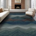 thumbnail image 1 of ODIKA 8'x10' Washable Area Rug Durable, Non-Slip Abstract Boho Distressed Layered Motif Round Tone Wave Landscape Refined for Living Room, Under Sectional, Family, 1 of 7