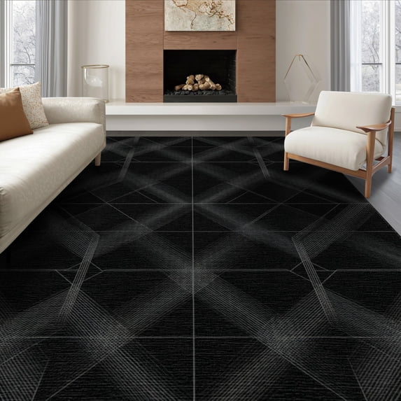 ODIKA 8'x10' Washable Area Rug Durable, Non-Slip Alfombras Sparse Geometric Motif Balanced Negative Para Habitacion for Living Room, Under Sectional, Family