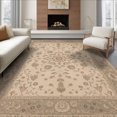 thumbnail image 1 of ODIKA 8'x10' Washable Area Rug Durable, Non-Slip Beige and Sage Floral Elegance Intricate Botanical with Classic Charm for Living Room, Under Sectional, Family, 1 of 7