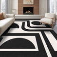 thumbnail image 1 of ODIKA 8'x10' Washable Area Rug Durable, Non-Slip Black White Geometric Abstract Art Design Elegant Contemporary with Bold Contrast for Living Room, Under Sectional, Family, 1 of 7