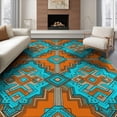 thumbnail image 1 of ODIKA 8'x10' Washable Area Rug Durable, Non-Slip Blocks Zigzag Border Dot Memphis Retro Interlocking Funky Maximalist Refined for Living Room, Under Sectional, Family, 1 of 7