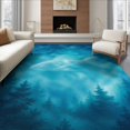 thumbnail image 1 of ODIKA 8'x10' Washable Area Rug Durable, Non-Slip Blue Deep Oceanic Celestial Fish Design Starry Night Sky Motif with Ethereal Forest for Living Room, Under Sectional, Family, 1 of 7