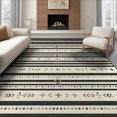 thumbnail image 1 of ODIKA 8'x10' Washable Area Rug Durable, Non-Slip Boho Mudcloth Border Farmhouse Even Bands Pinstripe Ticking Striped Flowing for Living Room, Under Sectional, Family, 1 of 7