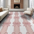 thumbnail image 1 of ODIKA 8'x10' Washable Area Rug Durable, Non-Slip Border Feminine Bowknot Alternating Stripes Round Pink for Living Room, Under Sectional, Family, 1 of 7