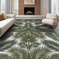 thumbnail image 1 of ODIKA 8'x10' Washable Area Rug Durable, Non-Slip Botanical Tropical With Symmetrical Foliage Border Palm Leaf Refined Structured for Living Room, Under Sectional, Family, 1 of 7