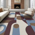 thumbnail image 1 of ODIKA 8'x10' Washable Area Rug Durable, Non-Slip Brown Blue Geometric Abstract Design Elegant Interplay of Circles and Rectangles for Living Room, Under Sectional, Family, 1 of 7