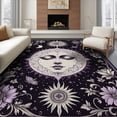 thumbnail image 1 of ODIKA 8'x10' Washable Area Rug Durable, Non-Slip Celestial Sun Moon Face Scroll Border Distressed Astrology Round for Living Room, Under Sectional, Family, 1 of 7