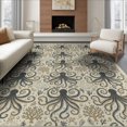 thumbnail image 1 of ODIKA 8'x10' Washable Area Rug Durable, Non-Slip Circle Octopus Nautical Vintage Creature Motif Coral Retro Wave for Living Room, Under Sectional, Family, 1 of 7