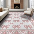 thumbnail image 1 of ODIKA 8'x10' Washable Area Rug Durable, Non-Slip Coquette Seamless Ribbon Motif Boho Border Trellis Pink Round Refined Structured for Living Room, Under Sectional, Family, 1 of 7