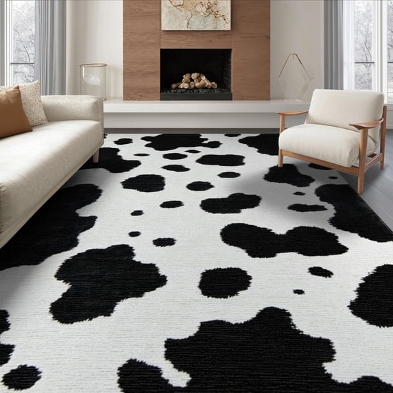 ODIKA 8'x10' Washable Area Rug Durable, Non-Slip Cowboy Contemporary Abstract Spotted Bold Irregular Bathroom for Living Room, Under Sectional, Family