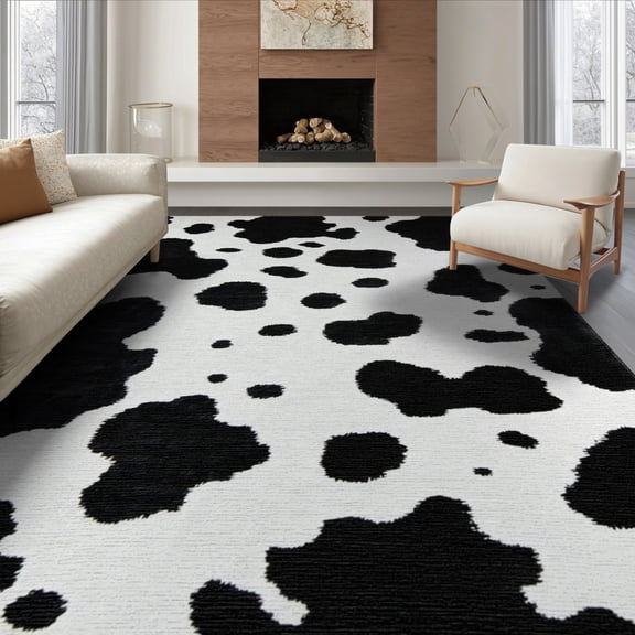 ODIKA 8'x10' Washable Area Rug Durable, Non-Slip Cowboy Contemporary Abstract Spotted Bold Irregular Bathroom for Living Room, Under Sectional, Family