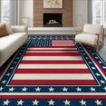 thumbnail image 1 of ODIKA 8'x10' Washable Area Rug Durable, Non-Slip Door Striped Motif Border Independence Welcome July Patriotic Refined Structured for Living Room, Under Sectional, Family, 1 of 7