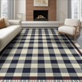 thumbnail image 1 of ODIKA 8'x10' Washable Area Rug Durable, Non-Slip Farmhouse Checkered Grid Design With Contrasting Frame Detail for Living Room, Under Sectional, Family, 1 of 5