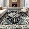 thumbnail image 1 of ODIKA 8'x10' Washable Area Rug Durable, Non-Slip Farmhouse Distressed Abstract Border Ornamental Desk Dining Under for Living Room, Sectional, Family, 1 of 7