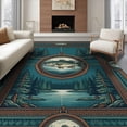 thumbnail image 1 of ODIKA 8'x10' Washable Area Rug Durable, Non-Slip Fishing Vintage Fish Woodland Theme Bass Center Symmetrical Layout for Living Room, Under Sectional, Family, 1 of 7