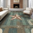 thumbnail image 1 of ODIKA 8'x10' Washable Area Rug Durable, Non-Slip Five Point Star Terracotta Outline Aged Wood Plank Motif Decor for Living Room, Under Sectional, Family, 1 of 7