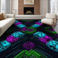 thumbnail image 1 of ODIKA 8'x10' Washable Area Rug Durable, Non-Slip Gamer Glowing Dice Geometric Contemporary Motif Throw Alfombra for Living Room, Under Sectional, Family, 1 of 7