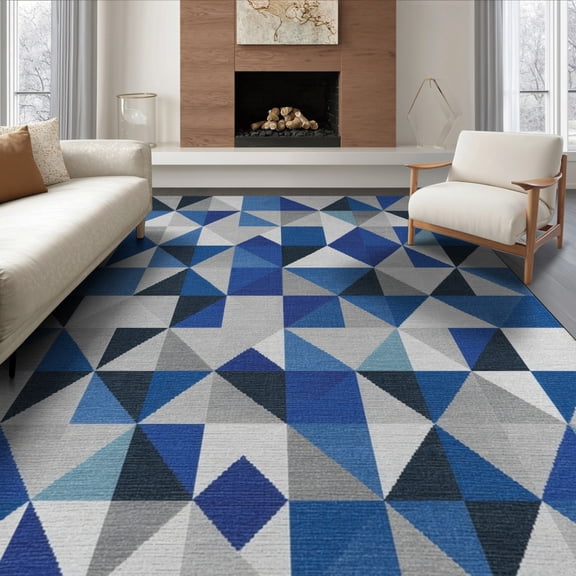 ODIKA Geometric Abstract Mosaic With Interlocking Triangles And Accents for King Size Bedroom, Master Suite, Under Bed, Foldable Easy Care