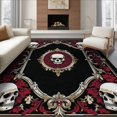 thumbnail image 1 of ODIKA 8'x10' Washable Area Rug Durable, Non-Slip Goth Skull Vintage Damask Ornate Spooky Border Halloween Pastel for Living Room, Under Sectional, Family, 1 of 7