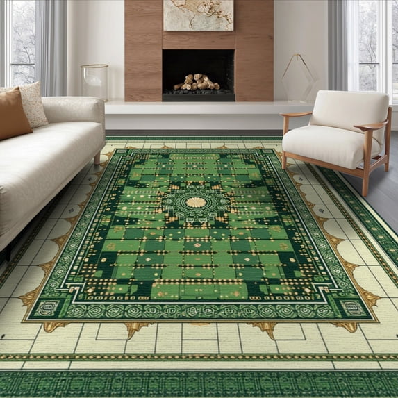 ODIKA 8'x10' Washable Area Rug Durable, Non-Slip Graphic Men Bold Borders Funky Bathroom Designer Anime Mens Cartoon for Living Room, Under Sectional, Family