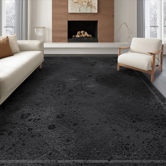 ODIKA 8'x10' Washable Area Rug Durable, Non-Slip Grey Entry Mottled Gradient Ash Smoky Fleck Way Entrance Ru Bathroom for Living Room, Under Sectional, Family