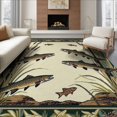 thumbnail image 1 of ODIKA 8'x10' Washable Area Rug Durable, Non-Slip Hooked Fishing Lake Trout Nautical Border Lure Novelty Vintage for Living Room, Under Sectional, Family, 1 of 7