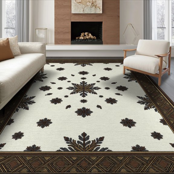 ODIKA 8'x10' Washable Area Rug Durable, Non-Slip Interlocking Border Salt Speckled Abstract Spotted Farmhouse Refined Structured for Living Room, Under Sectional, Family