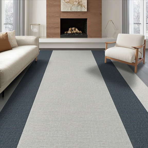 ODIKA 8'x10' Washable Area Rug Durable, Non-Slip Long Contemporary Hallway Striped Base Lines Entryway Way Hallways for Living Room, Under Sectional, Family
