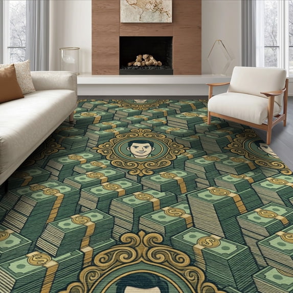 ODIKA 8'x10' Washable Area Rug Durable, Non-Slip Men Bold Cartoon Motif Bathroom Designer Anime Graphic Funky Refined Structured for Living Room, Under Sectional, Family