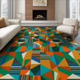 thumbnail image 1 of ODIKA 8'x10' Washable Area Rug Durable, Non-Slip Mid Funky Century Segmented Contrast Statement Bold Vibrant Abstract for Living Room, Under Sectional, Family, 1 of 7